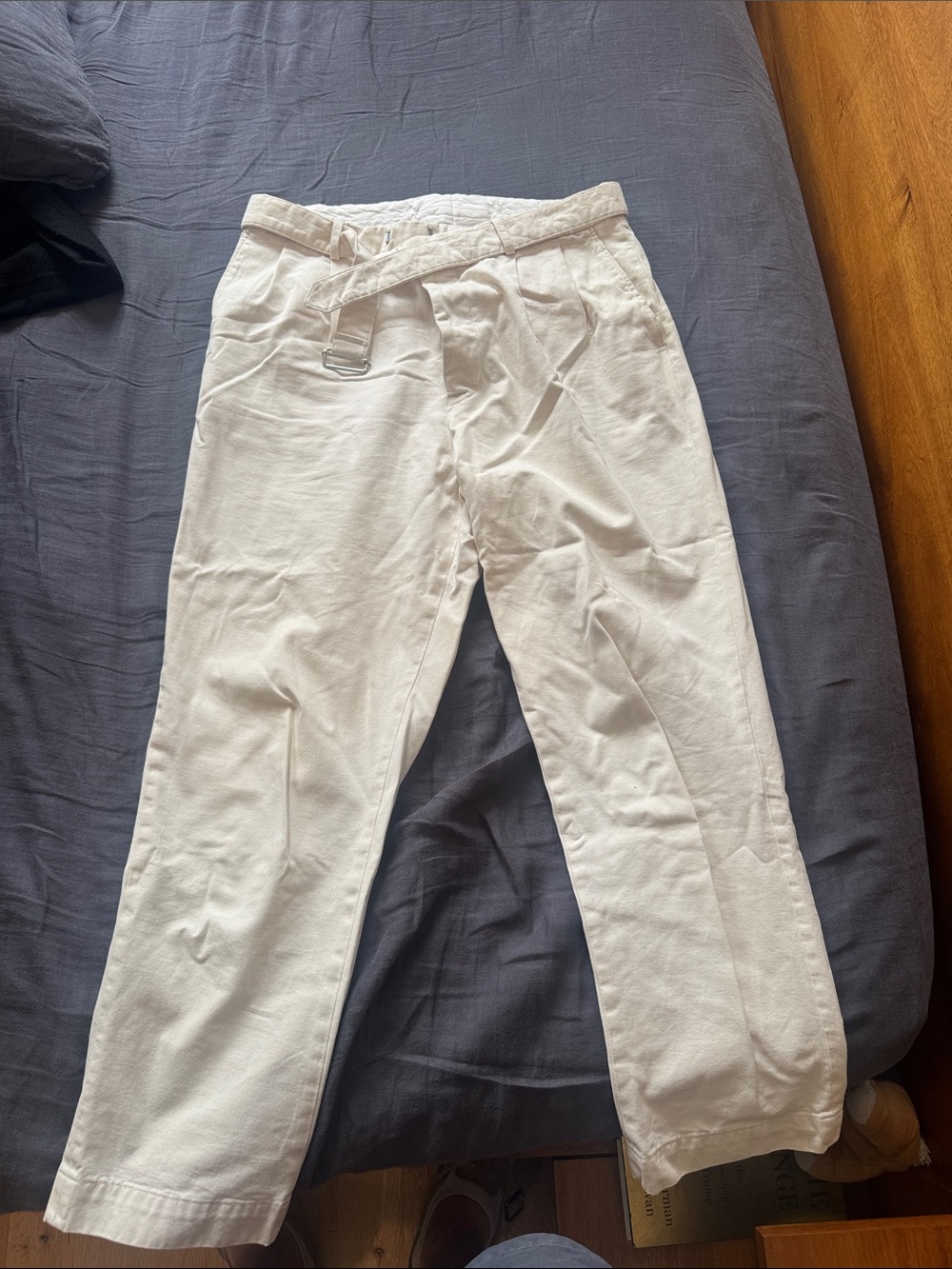 Officine Generale White Cotton Belted Chinos